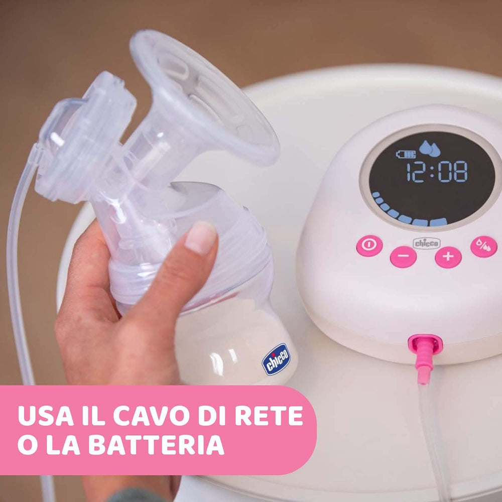 Chicco Sacaleches eléctrico con fases de estimulación y extracción, 10 niveles de intensidad, cómodo y rápido, forma ergonómica, con tetina inclinada y tapón hermético, blanco, 150 ml Accesorios Alimentación y Lactancia Bebe Naty Shop