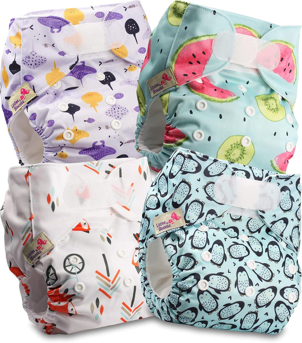 Littles and Bloomz Pañal reutilizable FLV2-0602, cierre de gancho y bucle estándar, 6 pañales
