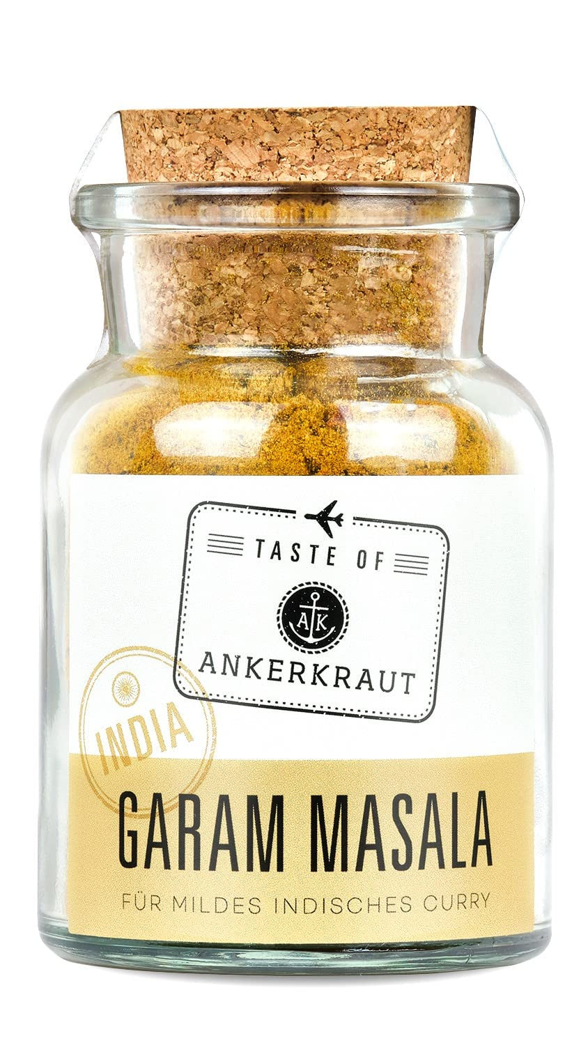 Ankerkraut Garam Masala, Gewürz für indisches Gericht, Leckeres Curry mit Fleisch würzen, Taste of India, 65 g en vaso de corcho
