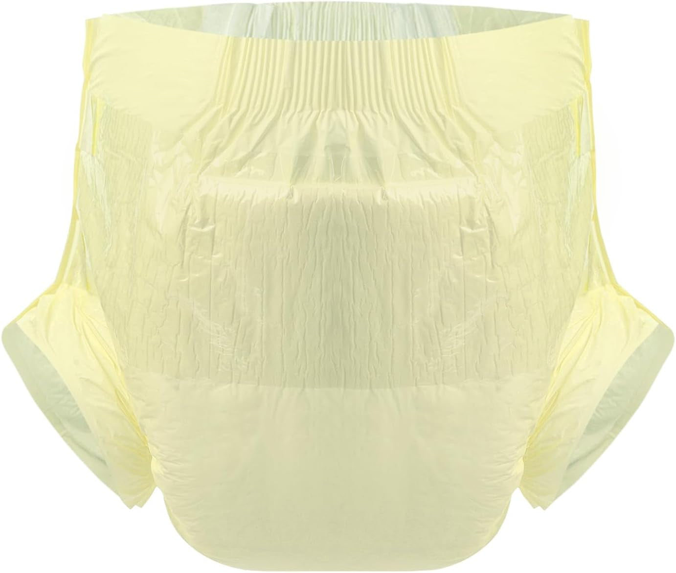 CutiePlusU Pañales para adultos, paquete de 10 bragas desechables para incontinencia con trabillas para mujeres y hombres, máxima absorbencia durante la noche - amarillo (tamaño mediano 71-96 cm)