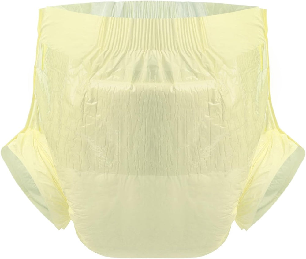 CutiePlusU Pañales para adultos, paquete de 10 bragas desechables para incontinencia con trabillas para mujeres y hombres, máxima absorbencia durante la noche - amarillo (tamaño mediano 71-96 cm)