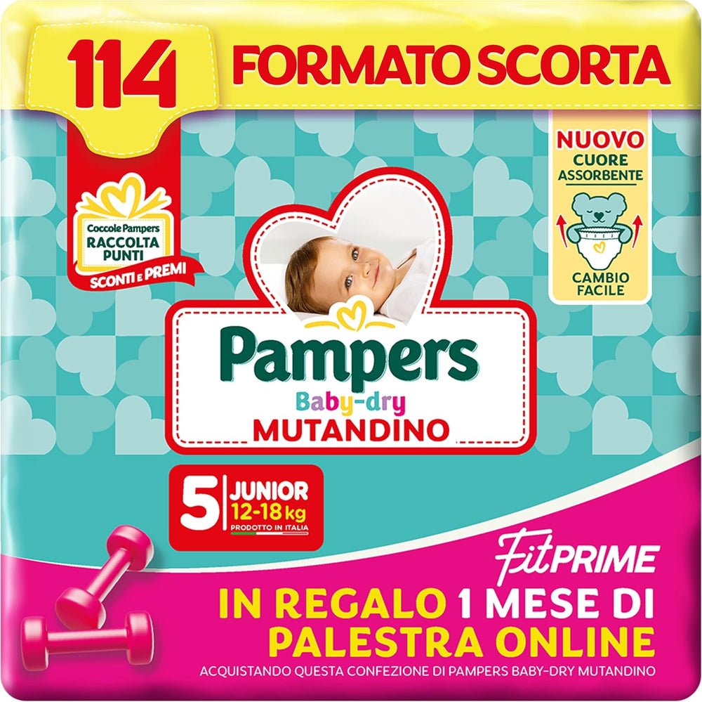 Pampers Baby Dry Pants y pañales Fit Prime Maxi, talla 138, talla 4 (8-15 kg), 1 mes gratis online en el gimnasio