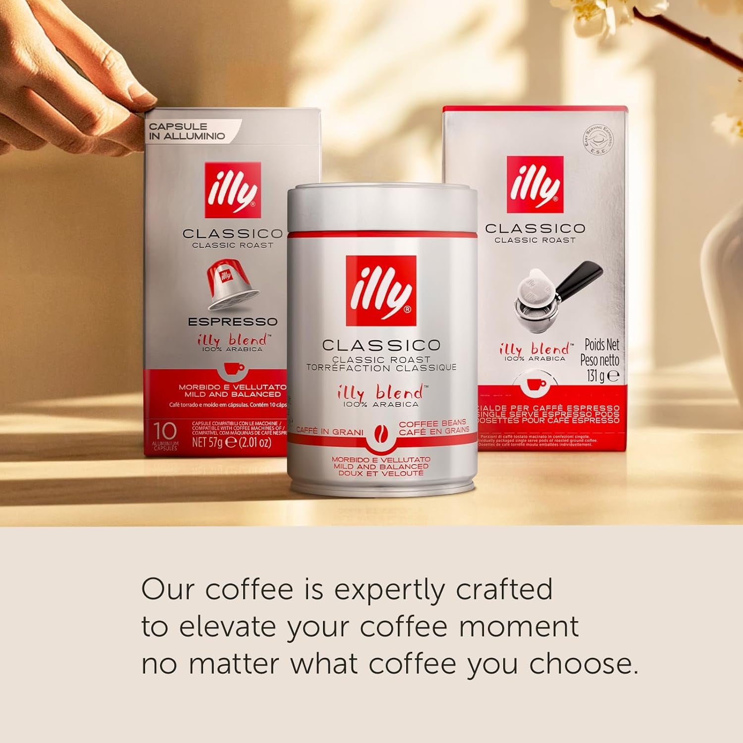 illy, Kaffee E.S.E. Pads Einzeldosis CLASSICO, 100% Arabica mit Noten von Orangenblüten und Jasmin, Sanfter Geschmack und Süßer Nachgeschmack, 1 Packung mit 18 kompostierbaren kapseln