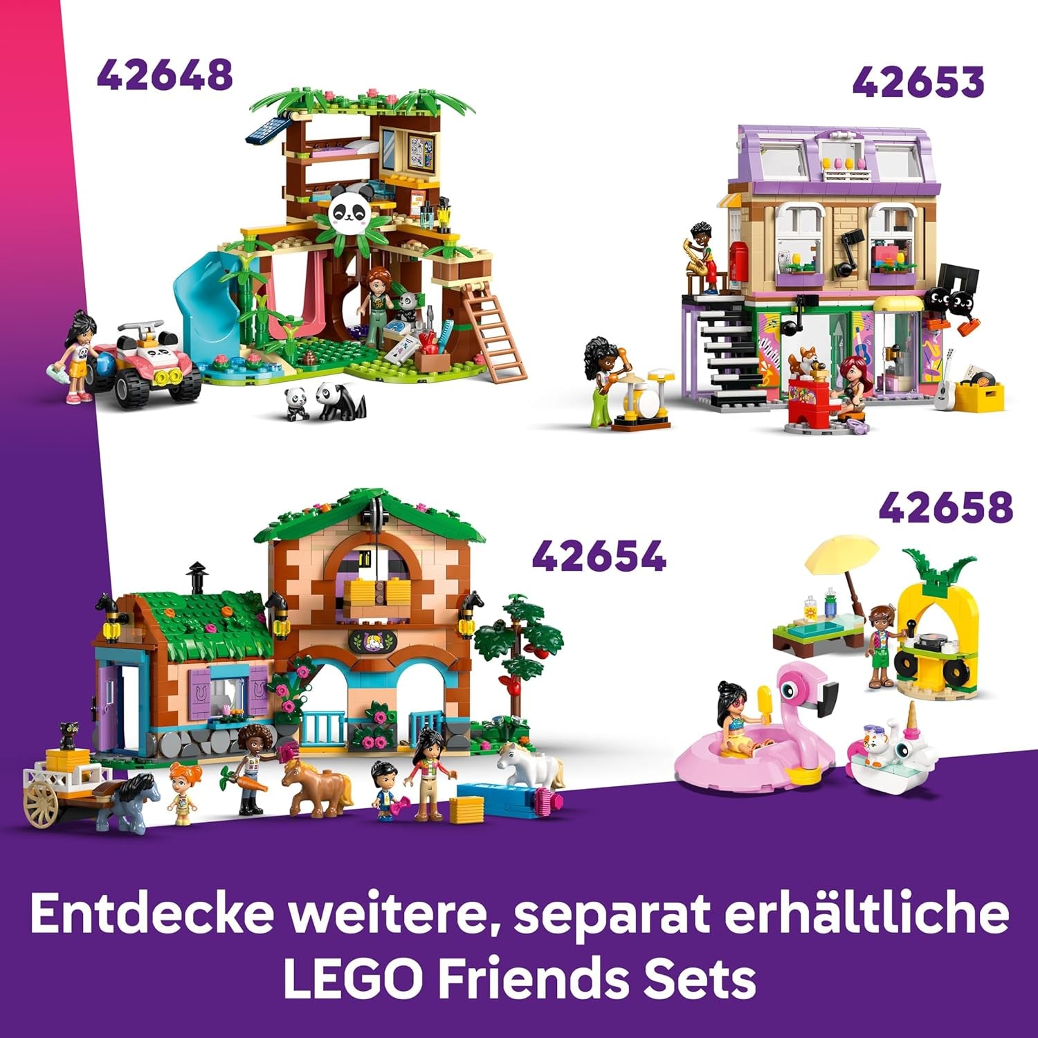 LEGO Friends Noche de Película de la Amistad, juguete para niñas mayores de 6 años - incl. 2 minimuñecos, una pantalla y un proyector de ladrillos luminosos - Set de construcción creativa - 42642