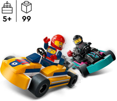 LEGO City Karts con conductores, juego de 2 minifiguras de conductores y coches de carreras, coches de juguete para niños y niñas de 5 años, regalo divertido para niños 60400 Juegos de construcción Besuche den LEGO-Store