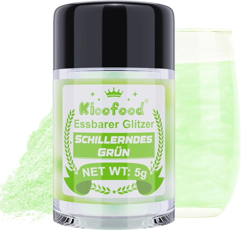 Kicofood, purpurina comestible, 5 gramos, varios colores Glitter Naty Shop Verde iridiscente