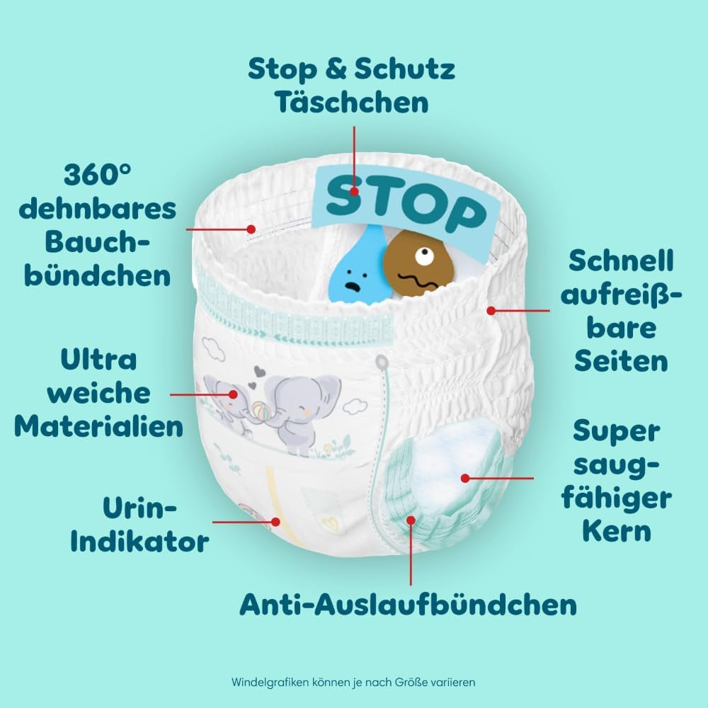 Pampers Premium Protection Pants talla 5, 144 pañales, 11 kg - 17 kg, con ajuste de 360° y puños suaves antifugas para una comodidad y protección óptimas