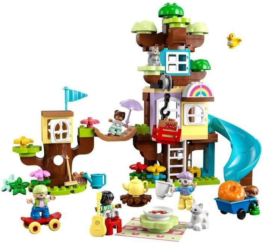 LEGO 10993 DUPLO 3-In-1 Tree House Jucărie pentru copii mici de la 3 ani, fete și băieți cu 4 figuri, animale, jucărie de construcție cu blocuri de construcție și un tobogan, jucărie educativă Seturi de constructie Besuche den LEGO-Store