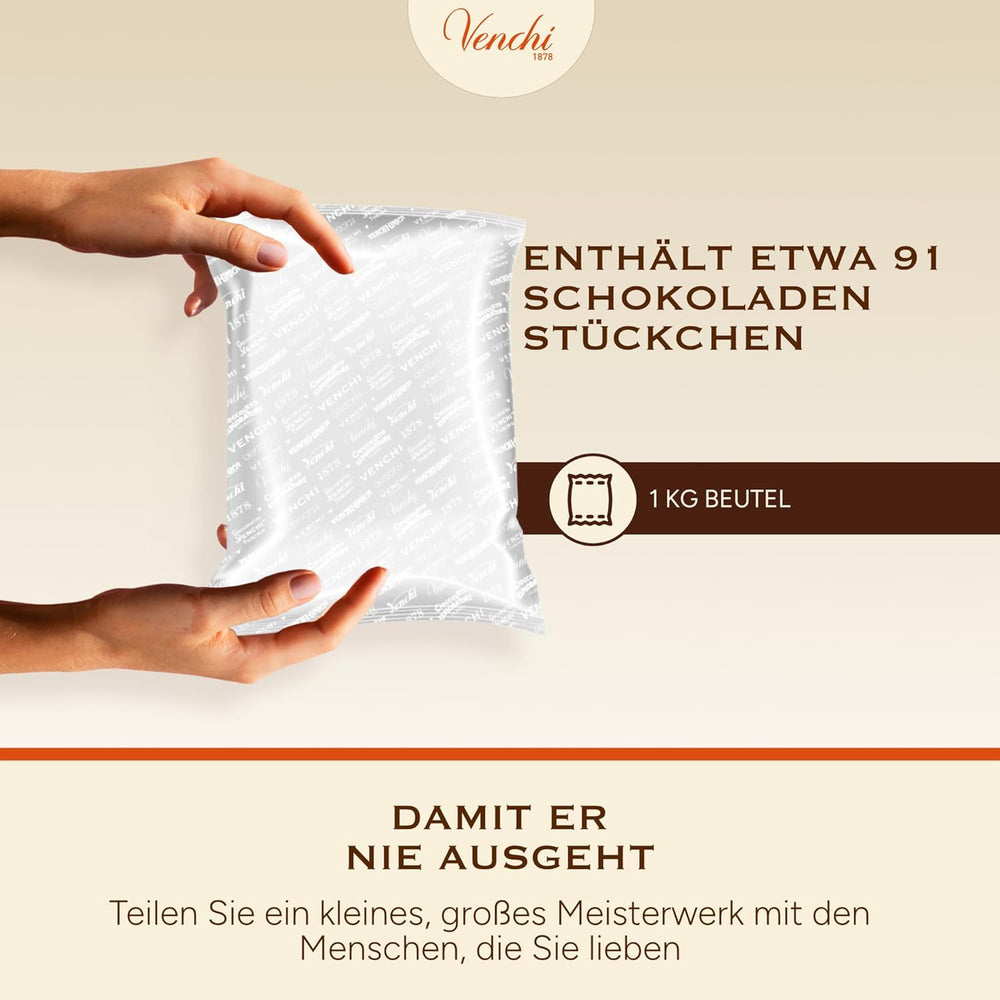 Venchi - Cremino Extra Black Chocolate - Chocolate negro con pasta de almendras y "avellanas del bosque piamontesa IGP", 1 kg, sin gluten, sin colorantes y sin conservantes