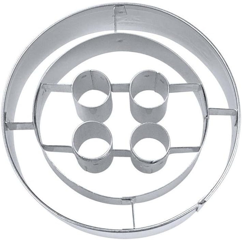 Formă de biscuiți cu nasturi în relief în formă de casă, oțel inoxidabil, argintiu, 5 cm