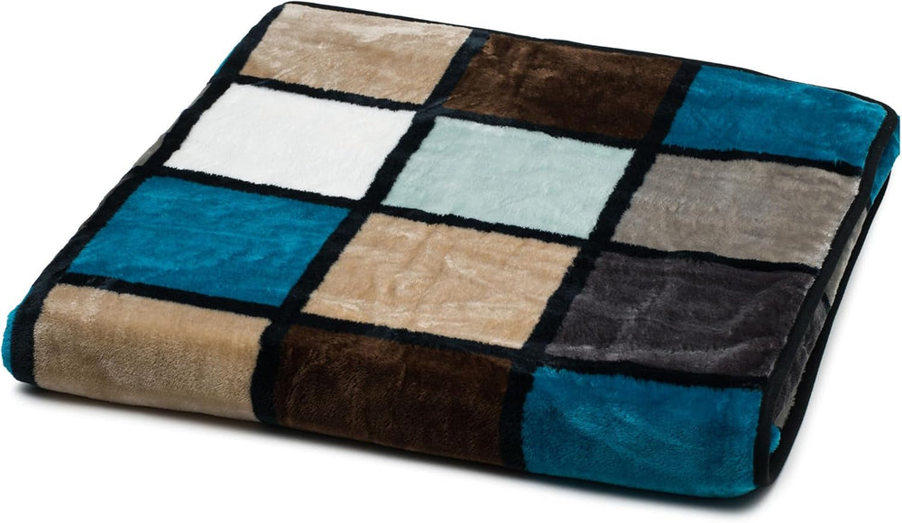 Gözze - Manta suave y cómoda, tacto de cachemira, tejido pesado 500 g/m², Antigua, 150 x 200 cm - Camas y fundas mostaza/negro/blanco Besuche den Gözze-Store Aqua/Taupe/Petrol