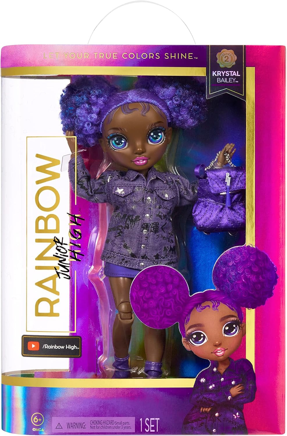 Rainbow High Junior High – KRYSTAL BAILEY – 23cm große Regenbogen-Modepuppe mit Outfit & Accessoires – Inclusive Stoffrucksack zum Öffent und Schließen – Geschenk & Sammlerstück für Kinder ab 6 Jahren