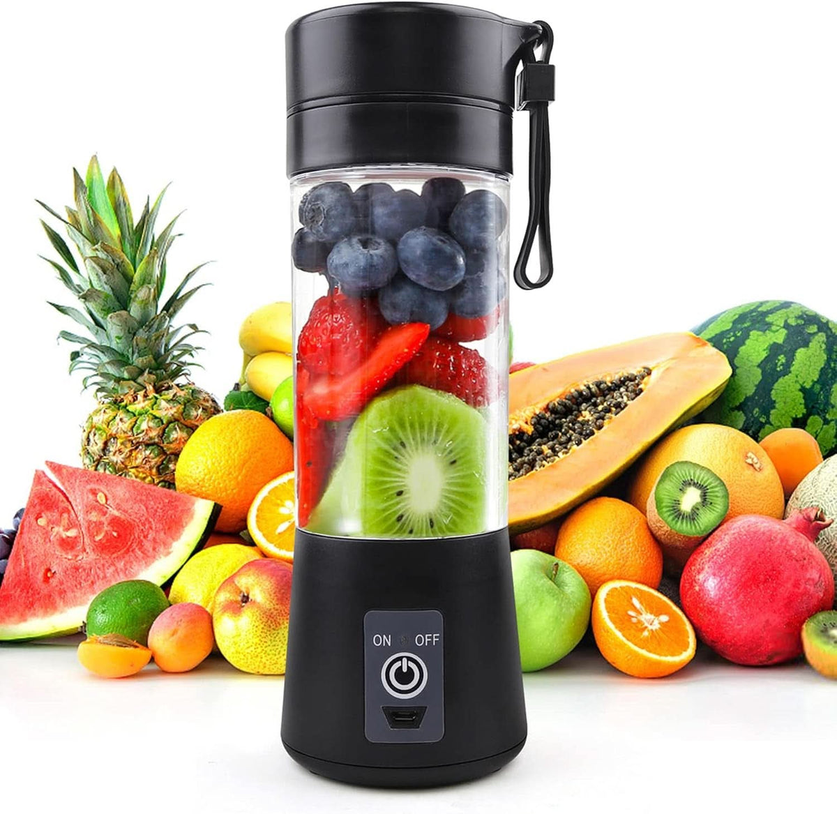 Mixer Smoothie Maker Tragbarer Entsafter: 380Ml Standmixer Persönlicher Shaker Proteinshake Mit 6 Edelstahlmesser Tragbar-Bpa-Freie Mit Usb-Mixbecher Für Shakes,Saftoutdoor,Schwarz Bucatarie Naty Shop