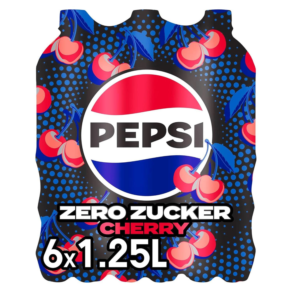 Pepsi Zero Sugar Cherry, refresco sin azúcar, refresco de cola con cafeína y sabor a cereza en botella, set 6 x 1,25 litros Naty Shop