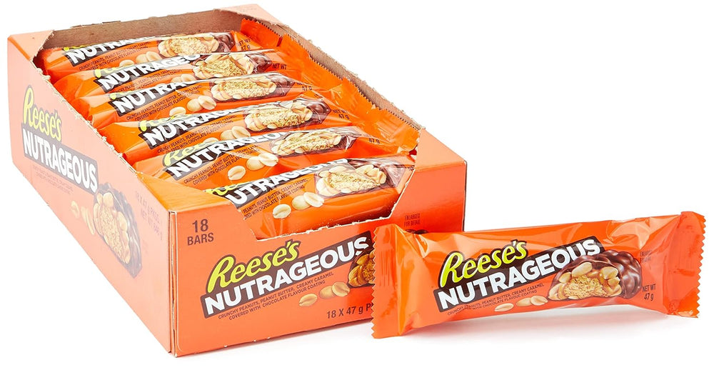 Nutrageous Peanut Butter - Barras de chocolate con mantequilla de maní: 18 piezas (18 x 47 g)