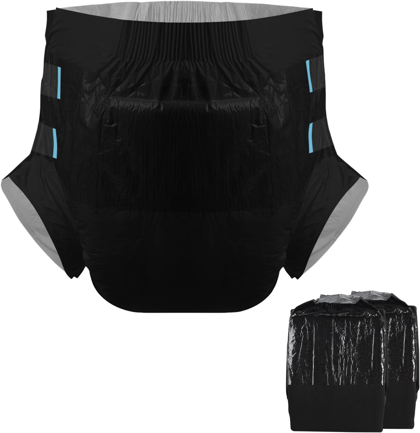 CutiePlusU Pañales para adultos, superficie seca, máxima absorbencia durante la noche, pañal desechable para incontinencia, azul, paquete de 2 (mediano 71-96 cm)