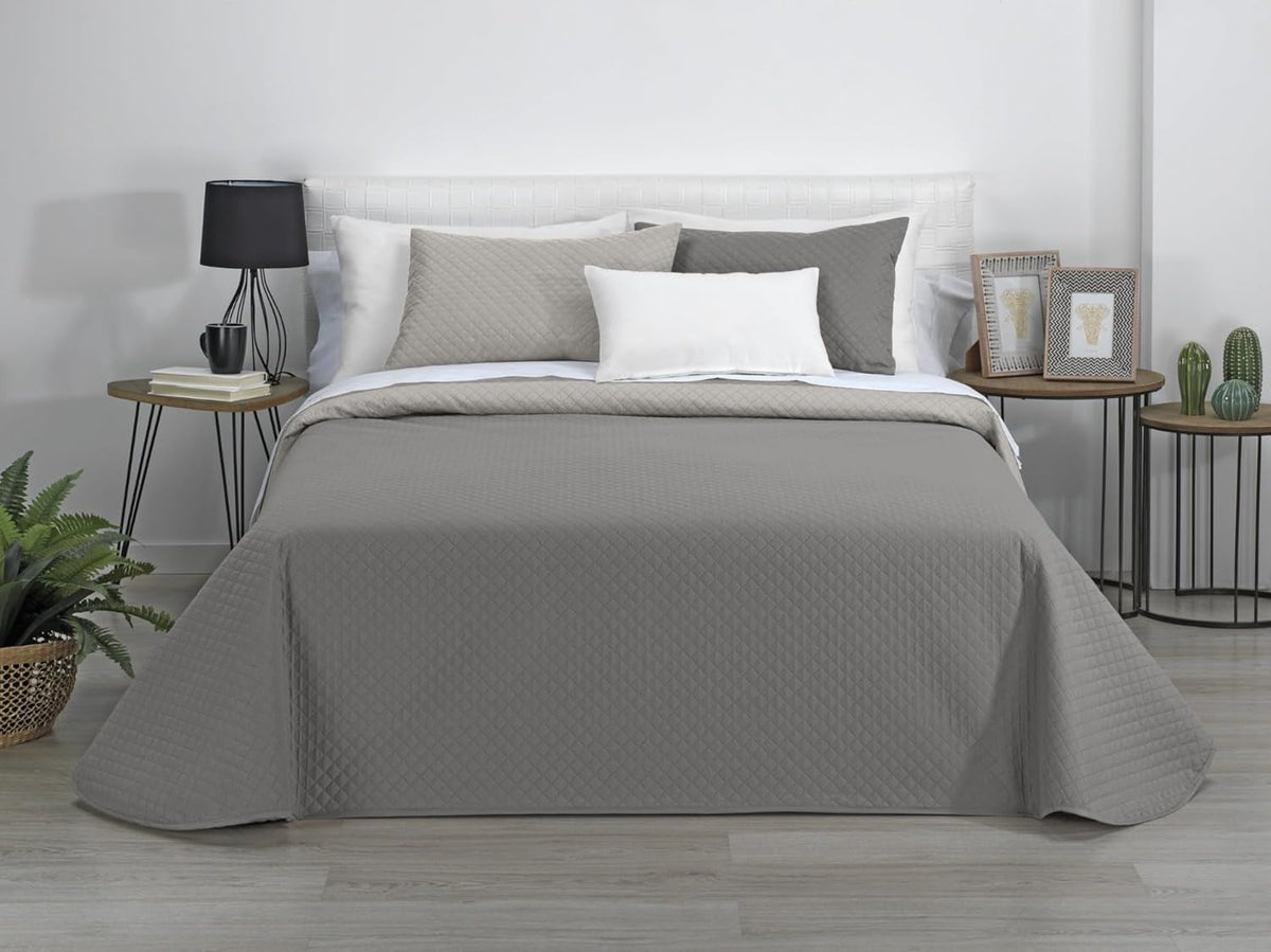 AVA | Edredón Reversible | Para todas las estaciones | Color - Beige/Gris pardo | Para cama de 105 Cm. (200 X 270 Cm. Ancho X Alto) | Edredón acolchado Edredones y colchas Naty Tienda Título predeterminado