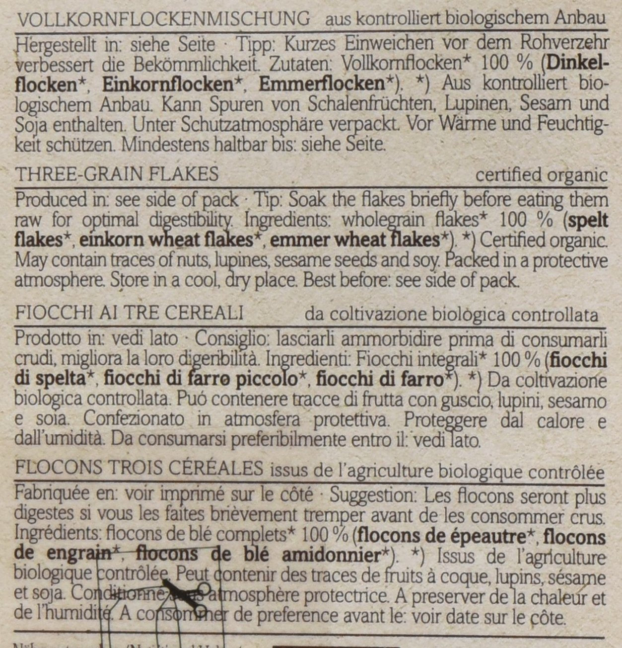 Copos de cereales antiguos Verival, orgánicos, paquete de 6 (6 x 500 g)