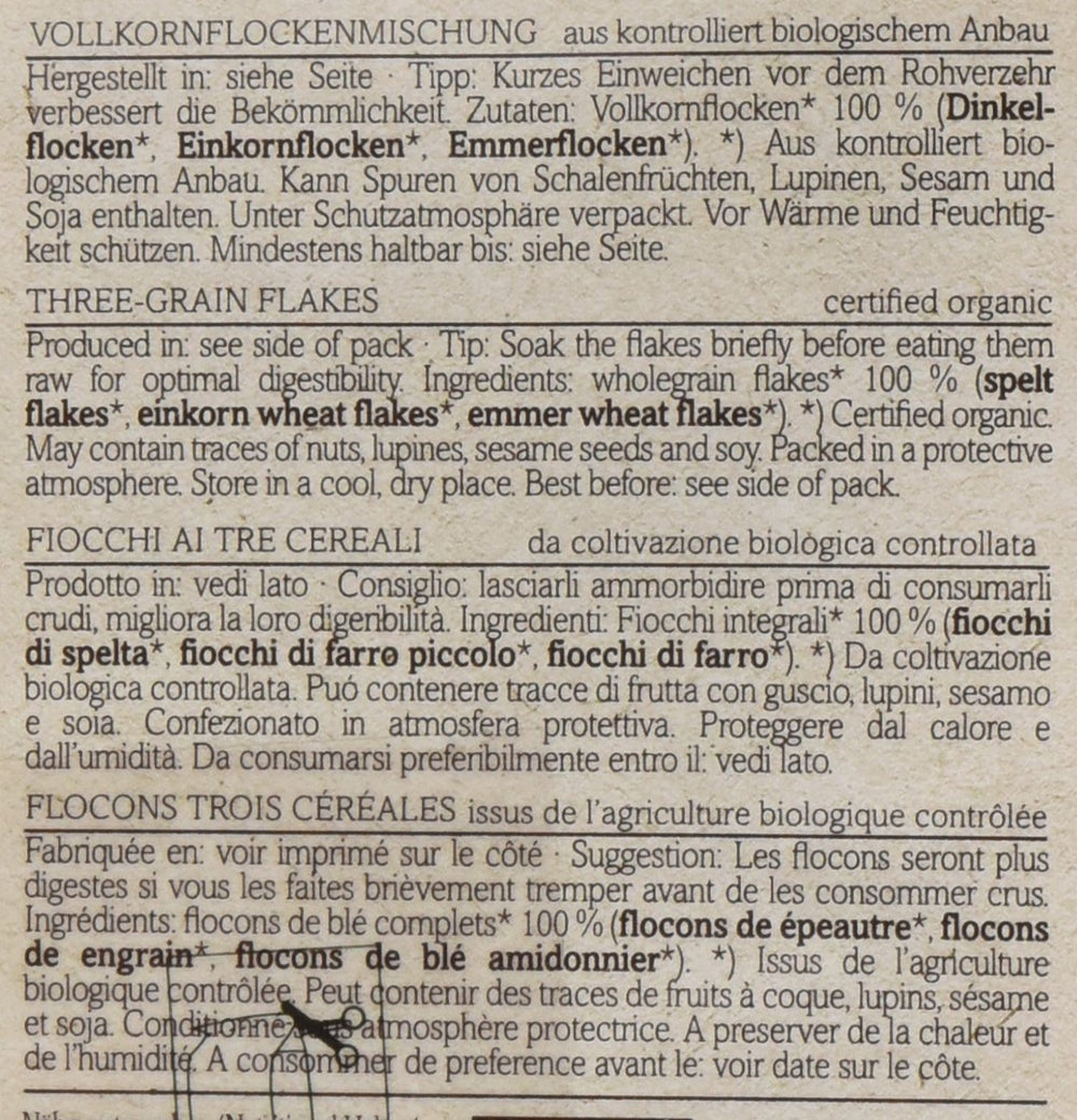 Copos de cereales antiguos Verival, orgánicos, paquete de 6 (6 x 500 g)