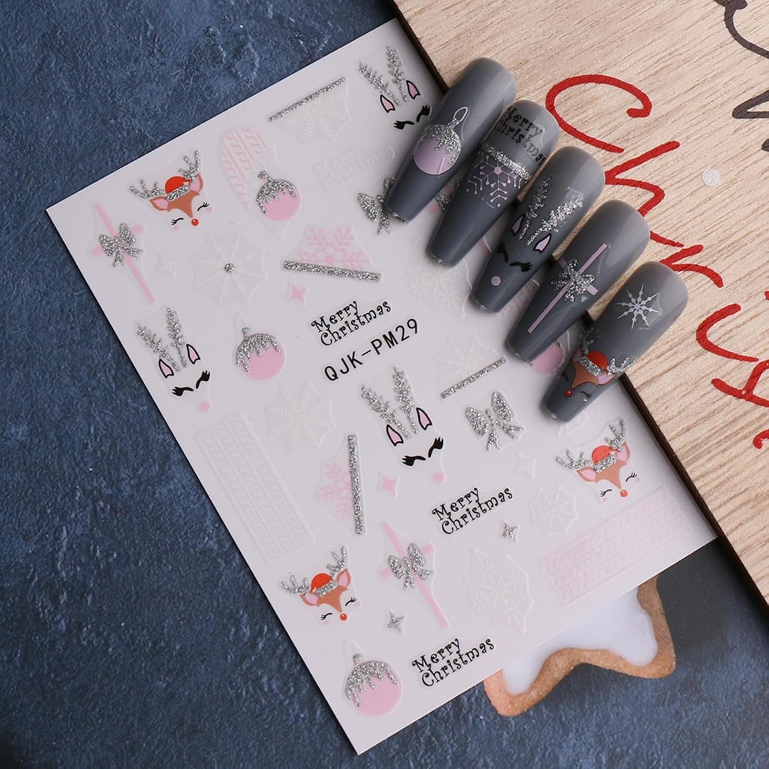 JMEOWIO Nagelsticker Glitzer Weihnachten 10 Blatt Nail Art Sticker Selbstklebend Nagelaufkleber Schneeflocken Winter Dekoration Nageldesign Zubehör