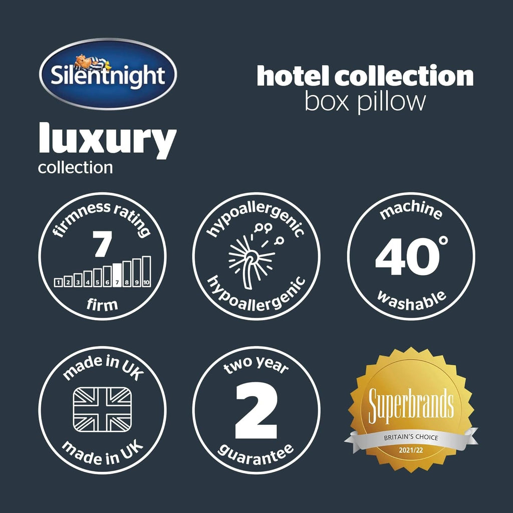 Pernă de susținere Silentnight Luxury Hotel Collection - pernă de susținere a spatelui și laterală de calitate hotelieră cu design cu pereți de cutie pentru susținere suplimentară a capului, gâtului și umerilor - 1 buc Perne standard Naty Shop