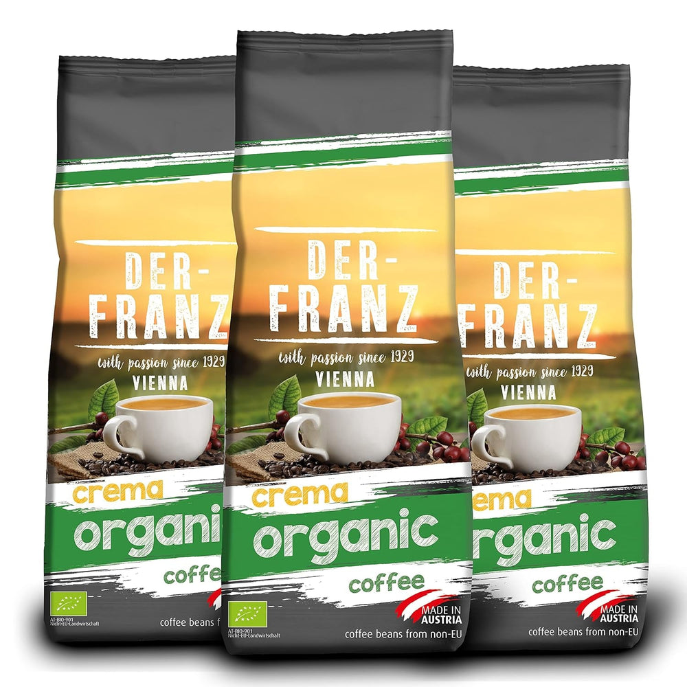 Der-Franz Espresso Organic Coffee, Intensitate 5/5, Arabica și Robusta organice, boabe întregi Cafea Naty Shop 3 x 500 grame Crema Bio