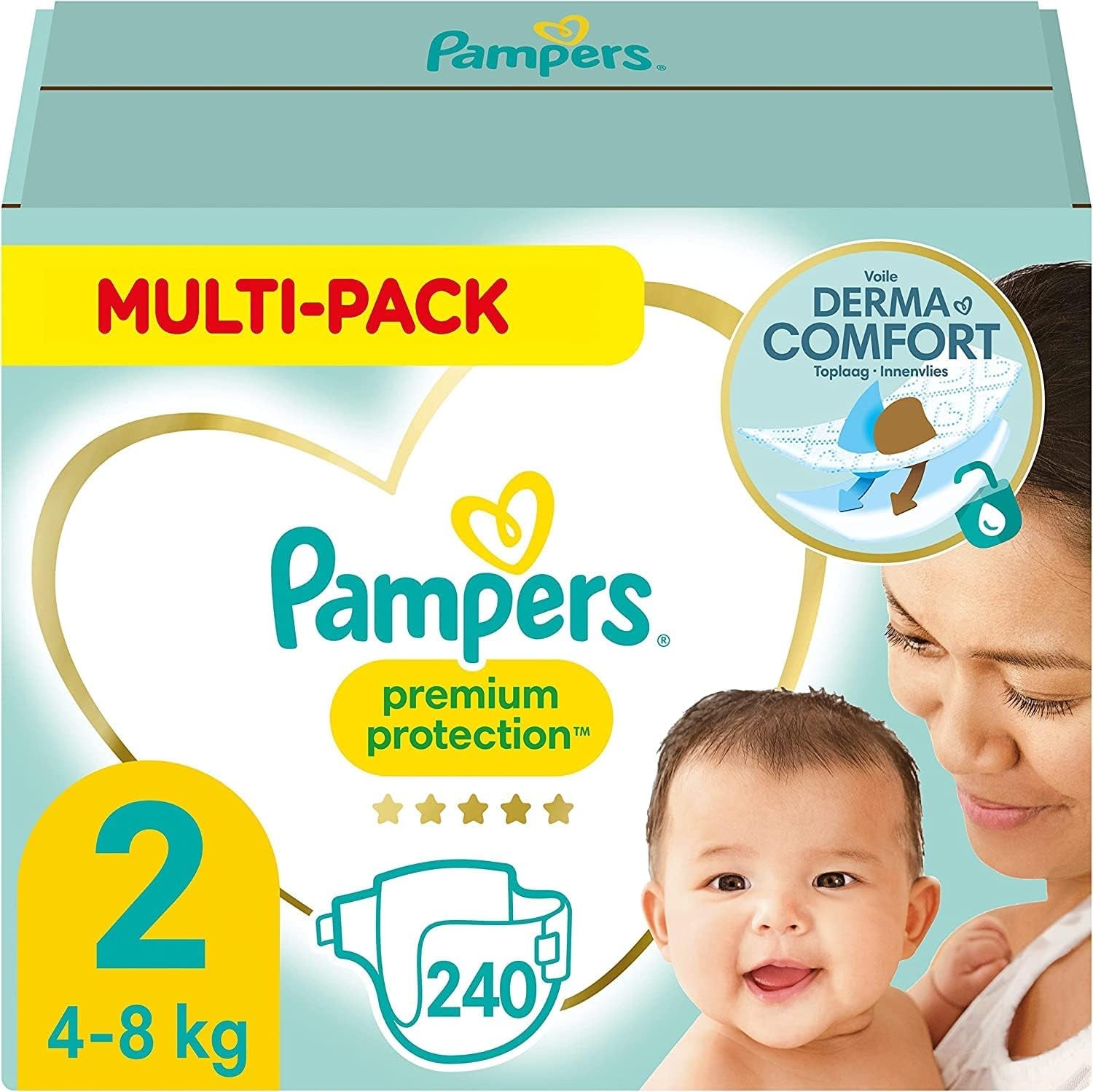 Pampers Premium Protection talla 6, 144 pañales, 13 kg-18 kg, nuestra protección número uno para la piel y las fugas