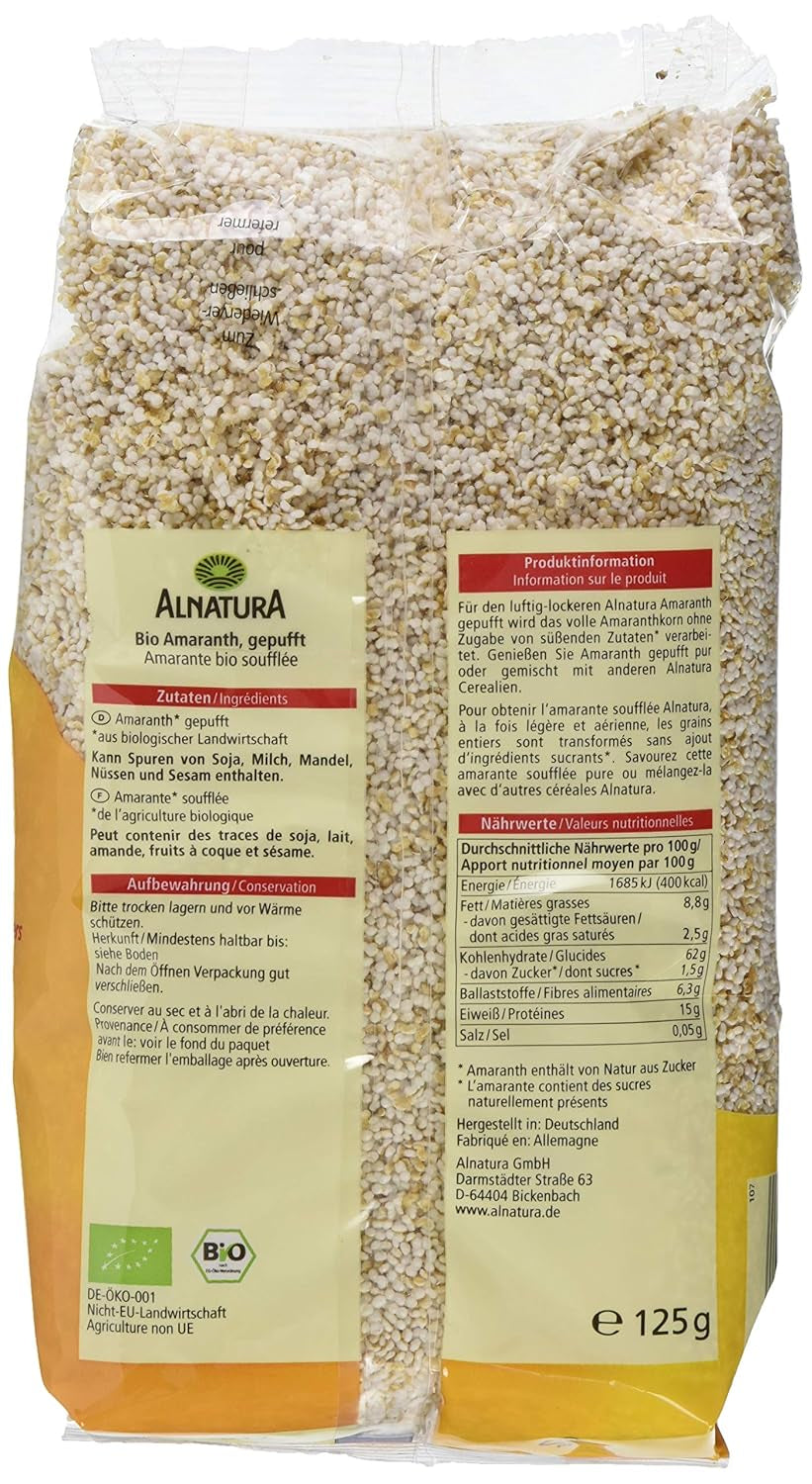 Amaranto expandido orgánico, 125g