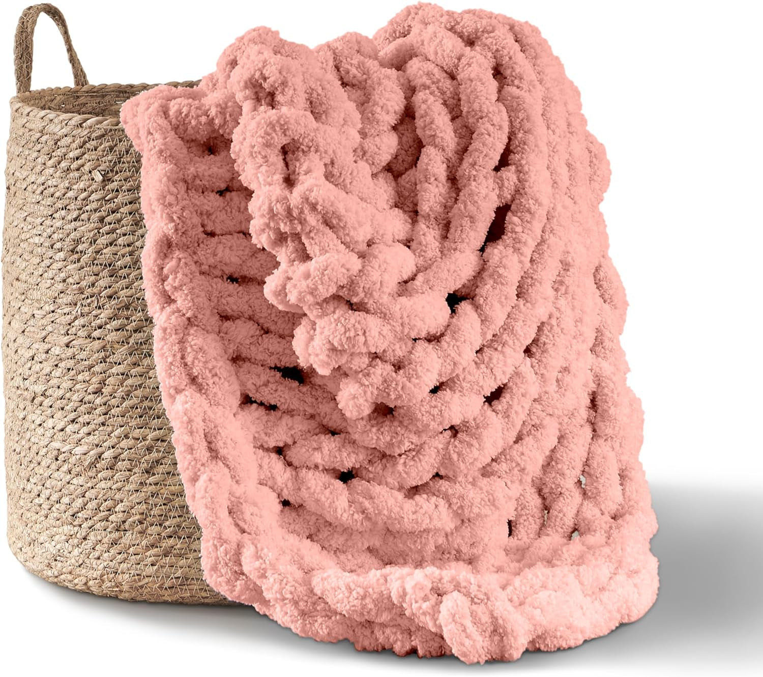 Manta de punto grueso, manta, 100% tejida a mano con hilo de chenilla jumbo (127 X 152,4 Cm, gris lila) Camas y mantas Adyrescia Shell rosa 50 "X60"