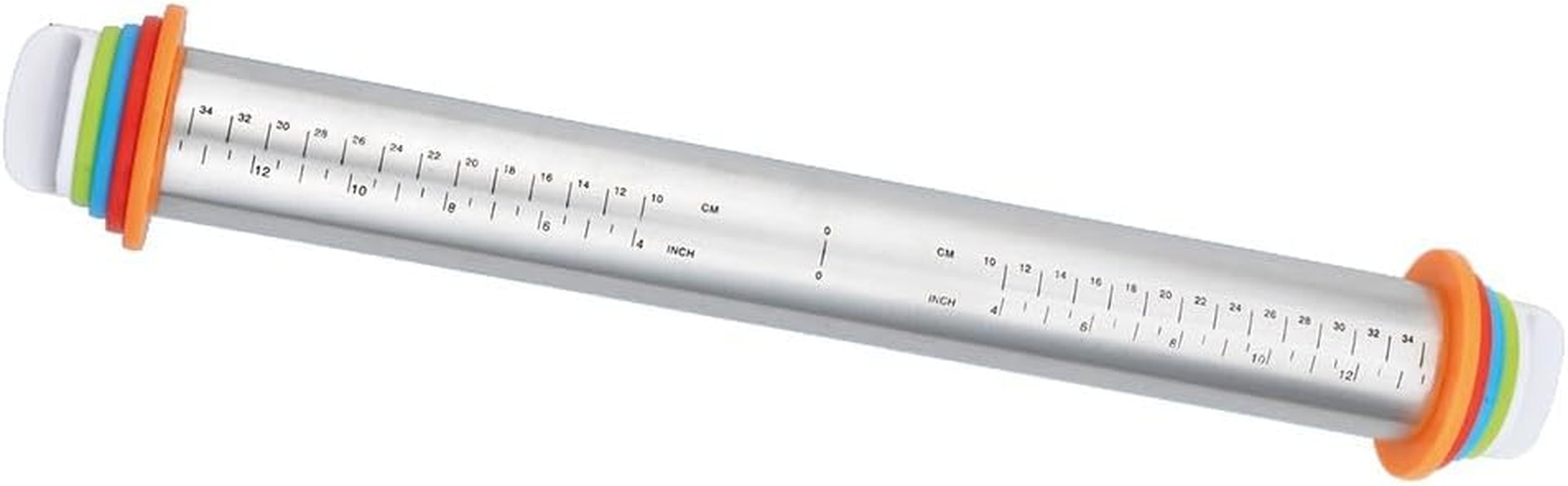 Maximex Teigrolle mit Abstandhalter EDELSTAHL - Edelstahl-Ausroller mit aufsteckbaren Abstandsscheiben, Edelstahl rostfrei, 4,5-6,5 x 43 x 4,5-6,5 cm, Plata mate