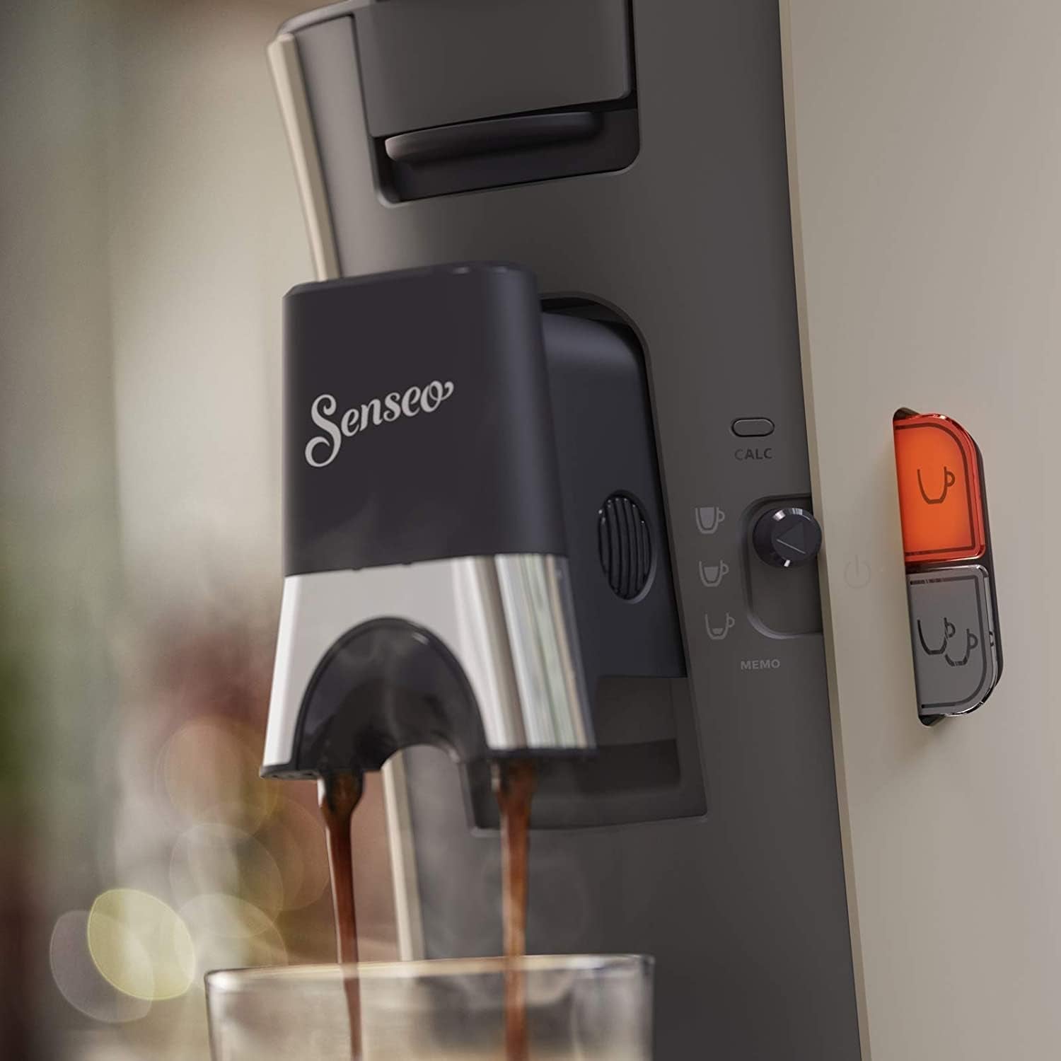 PHILIPS Senseo Select, Espressor cu capsule - Selecție a intensității cafelei Plus, Funcție Memo, Fabricat din plastic reciclat, 1450 wați, 0,9 l, Bej, (CSA240/30)