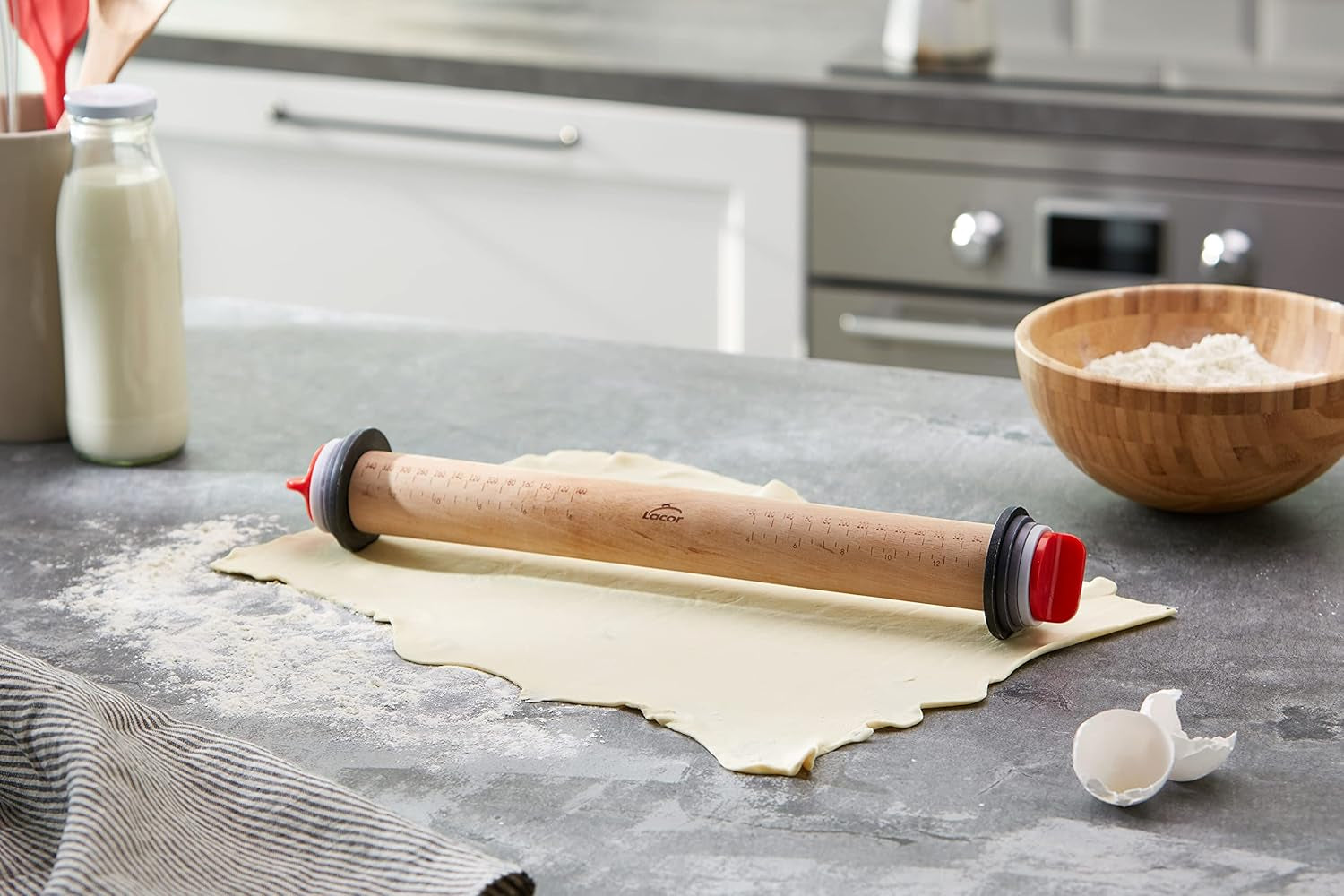 67142 Teigroller Buchenholz 34 cm con Weinring, Holz, marrón, 42 x 6 x 6 cm