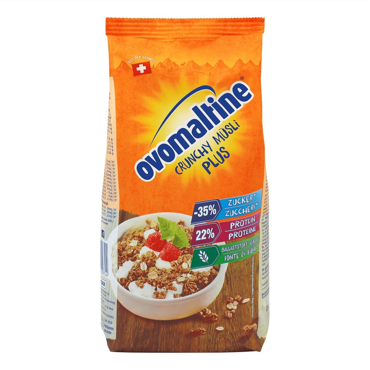 Ovomaltine Crunchy Protein Muesli Plus - Mezcla crujiente de cereales con avena, que contiene un 22% de proteínas, con un tercio menos de azúcar y un crujido incomparable (1 x 300g)
