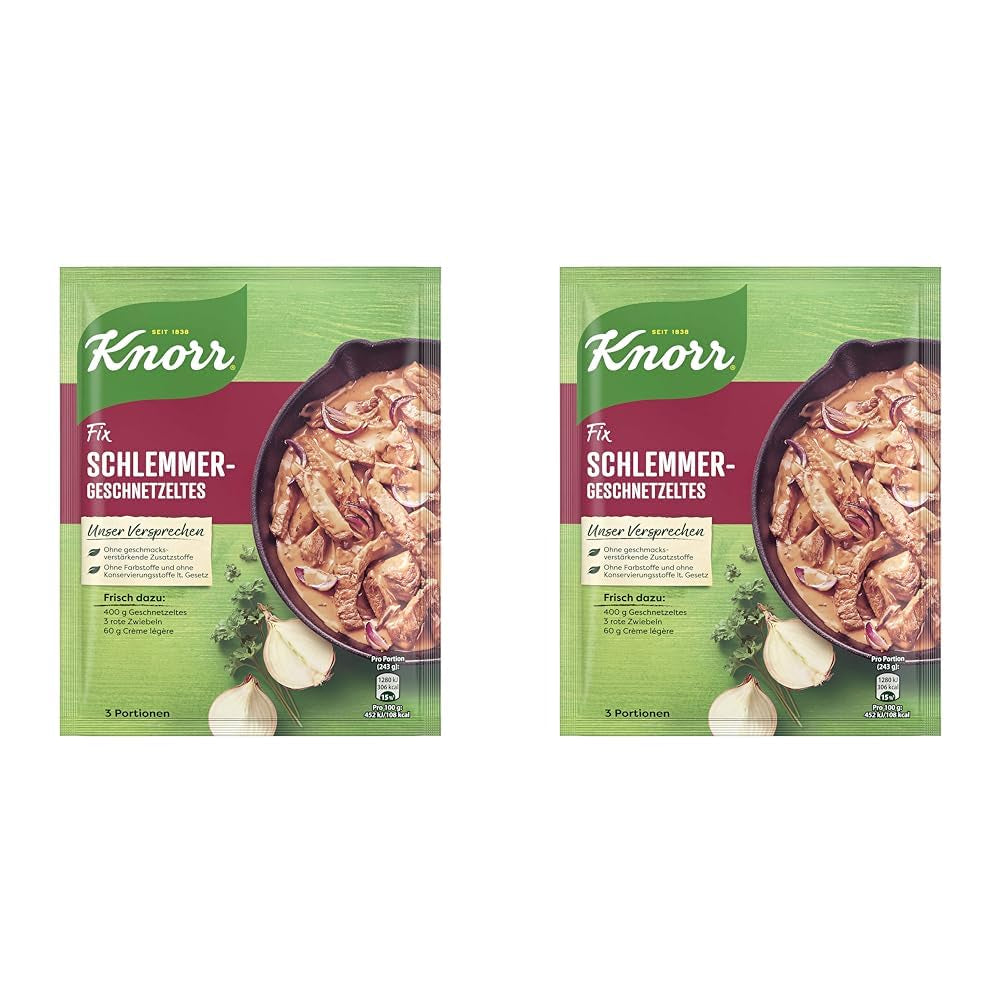 Knorr Fix Würzmischung Schlemmer-Geschnetzeltes für ein leckeres Fleischgericht ohne geschmacksverstärkende Zusatzstoffe 43 g 1 unidad