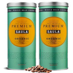 Cafea boabe premium Saula, pachet de 2 cutii x 500g. Arabica 100% organică