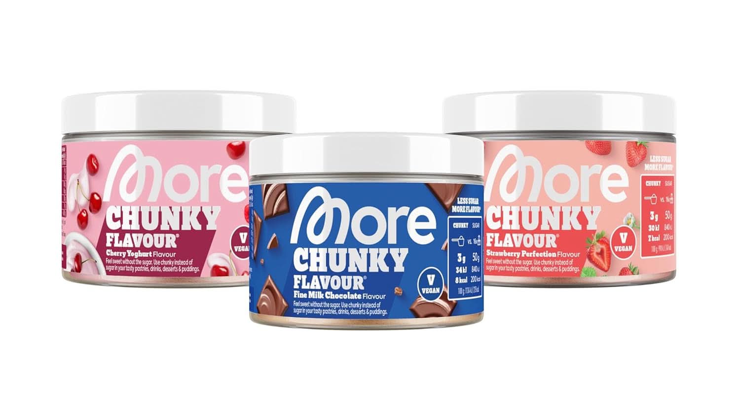 MÁS Sabor Chunky, Cheesecake de Arándanos, Aroma en polvo para endulzar con inulina y lactasa, 150 gramos Edulcorantes Naty Shop 150 G (Pack 3Er) Mixtos (Chocolate fino con leche, Perfección de fresa, Yogur de cereza)