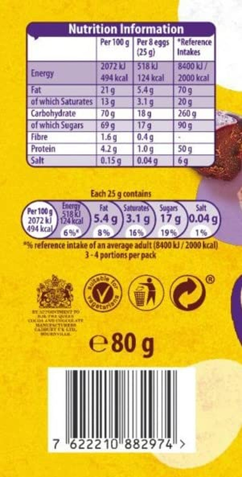 Bolsa sólida de pequeños huevos de chocolate (80 g) en una bandeja de azúcar crujiente (Easter Forms)