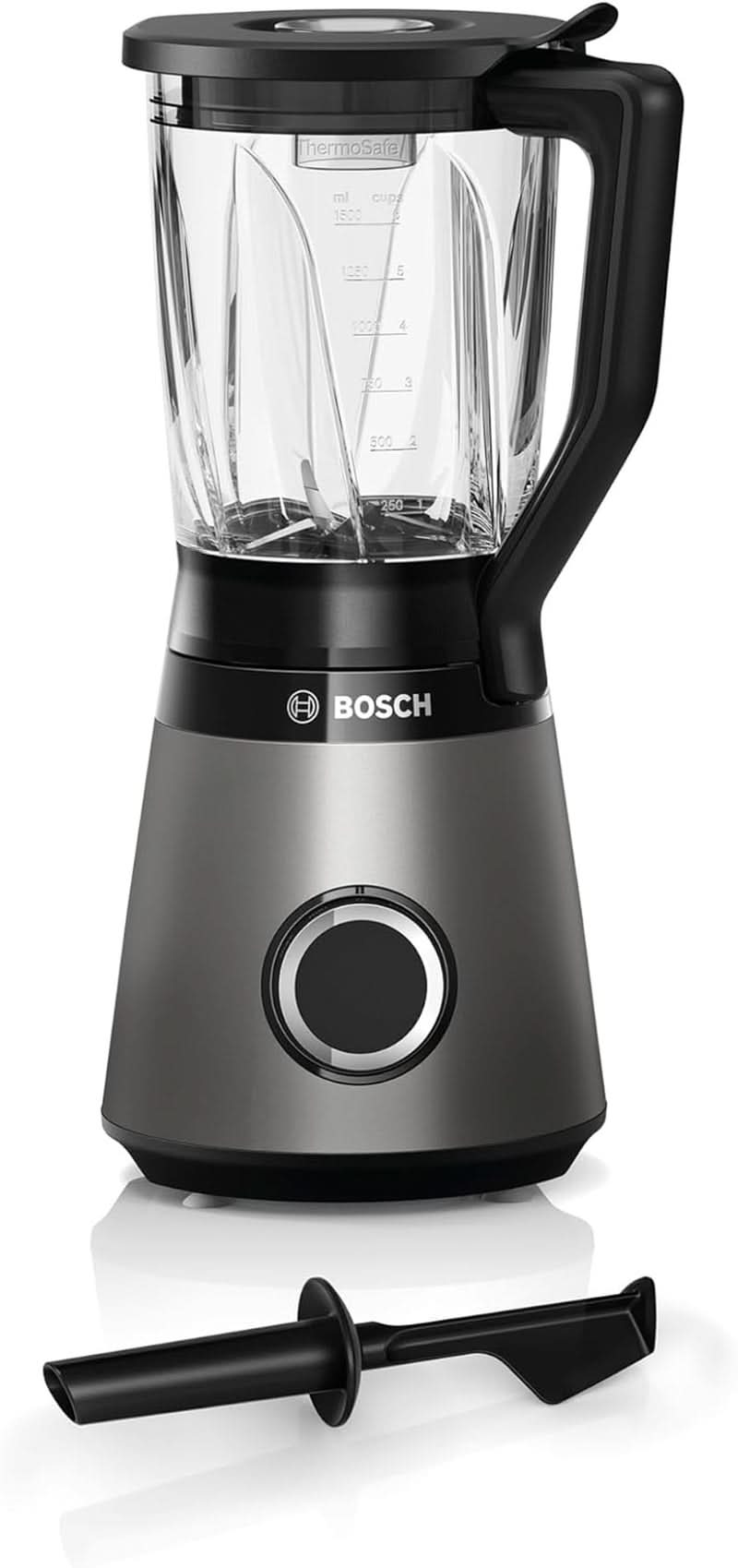 Bosch Batidora de pie Vitapower Serie 4 MMB6172SN, Verbesserte Version, 10 Jahre Motorgarantie, Edelstahl-Klingen, 1.5L Glassbehälter, Spülmaschinenfeste Teile, 30.000 U/Min, 1200 W, Silver Kitchen Naty Shop