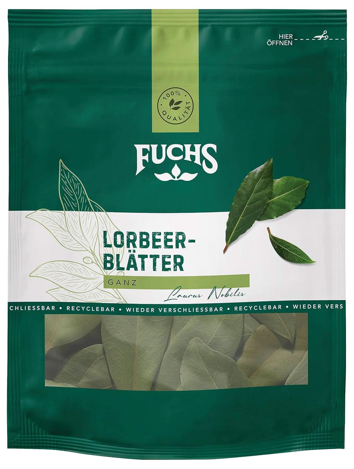 Fuchs - Hojas de laurel en bolsa reciclable con cierre - elaborado con ingredientes naturales - 7 gramos Condimentos Naty Shop