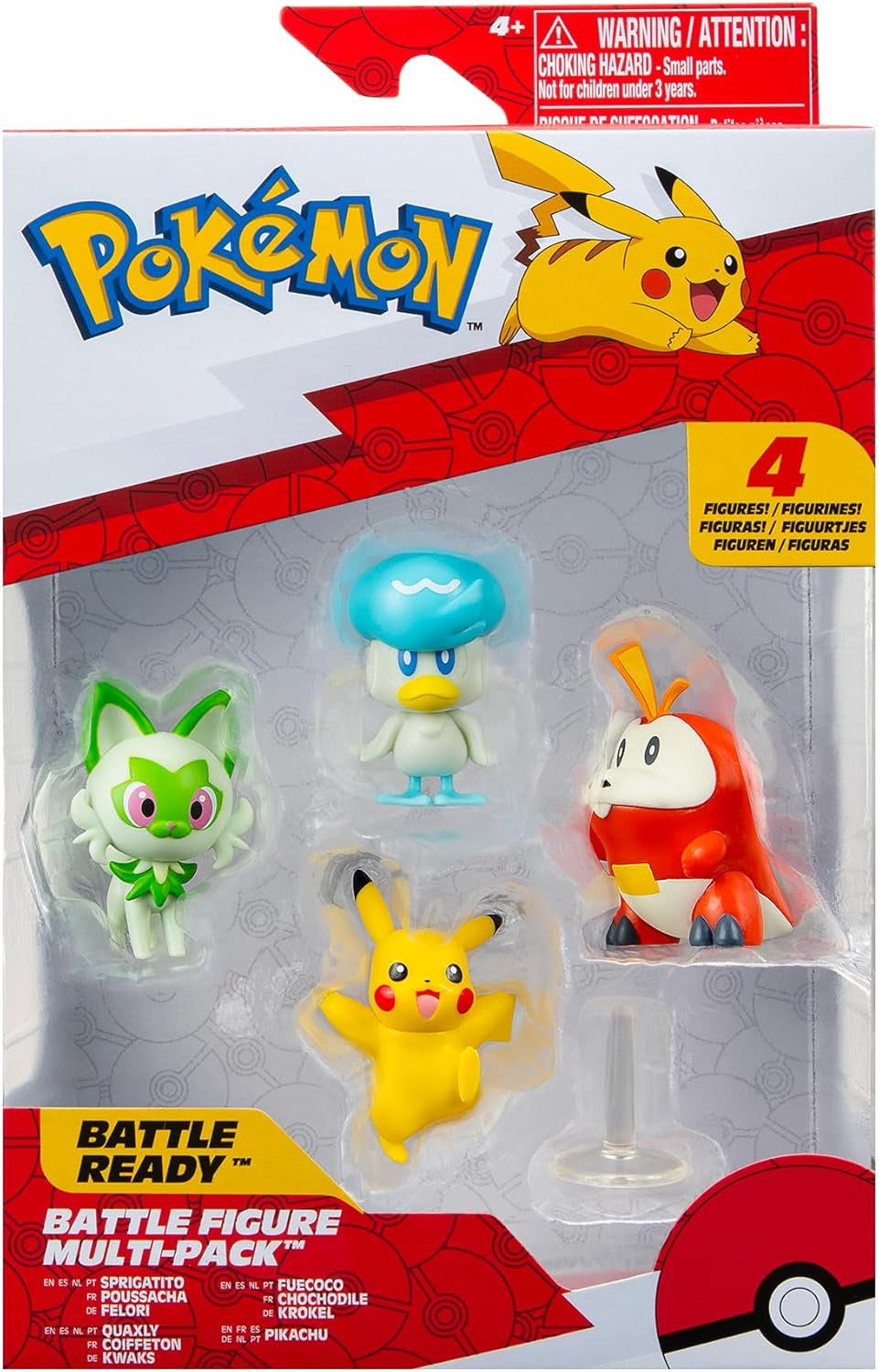 Pokémon PKW3402 - Multipack de figuras de batalla - Pack de 4 con Pikachu, Croc, Kwaks, Felori, figuras oficiales detalladas, 5 cm cada una Figuras de acción Naty Shop