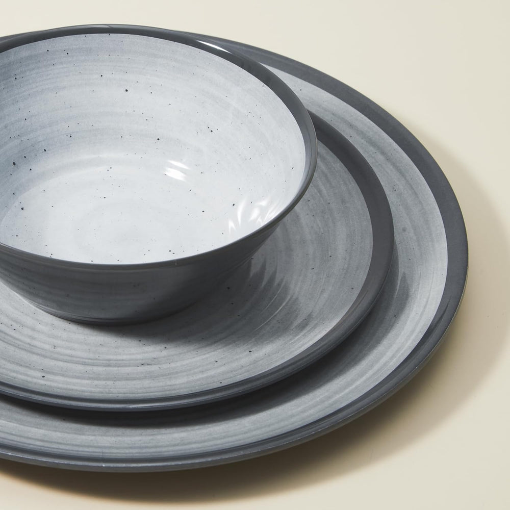 Set de tacâmuri din melamină, format din 24 de piese, pentru 4 persoane, set de farfurii pentru camping - tacâmuri pentru exterior și interior