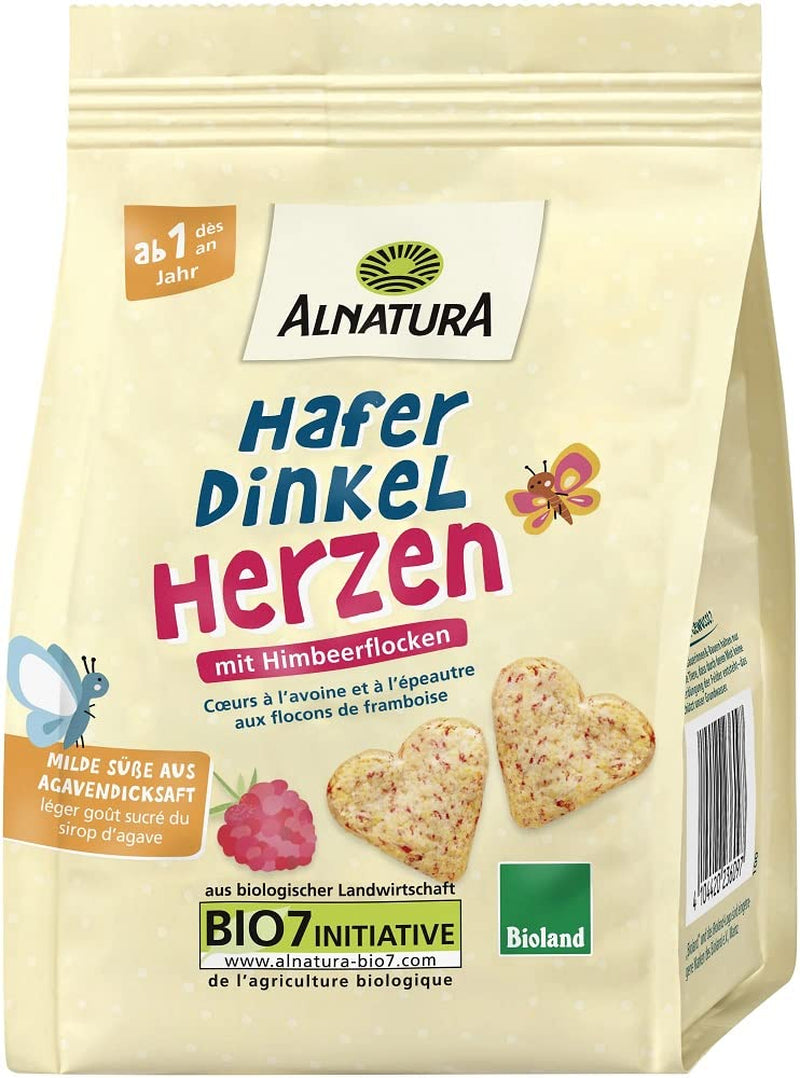 Corazones de avena y espelta ecológicos, a partir de 1 año, 125 g