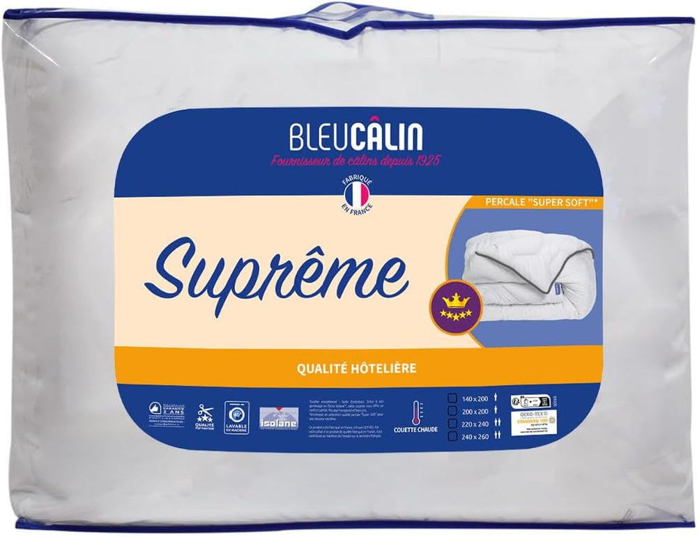 Manta Supreme Bleu Câlin, muy calentita, envoltura extra suave, super suave, confort hotelero, 140 X 200 cm Edredones y edredones Naty Shop