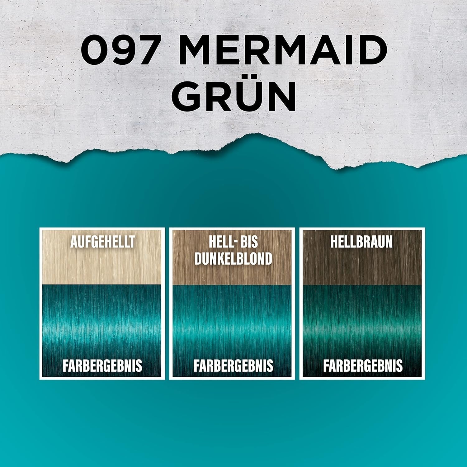 got2b Colour/Artist 097 Mermaid Green Level 2 (3x 80 ml), vopseaua de păr temporară face părul să strălucească în culori intense sau nuanțe pastelate, vopseaua de păr durează 12-15 spălări, formulă vegană Vopsea pentru par Naty Shop