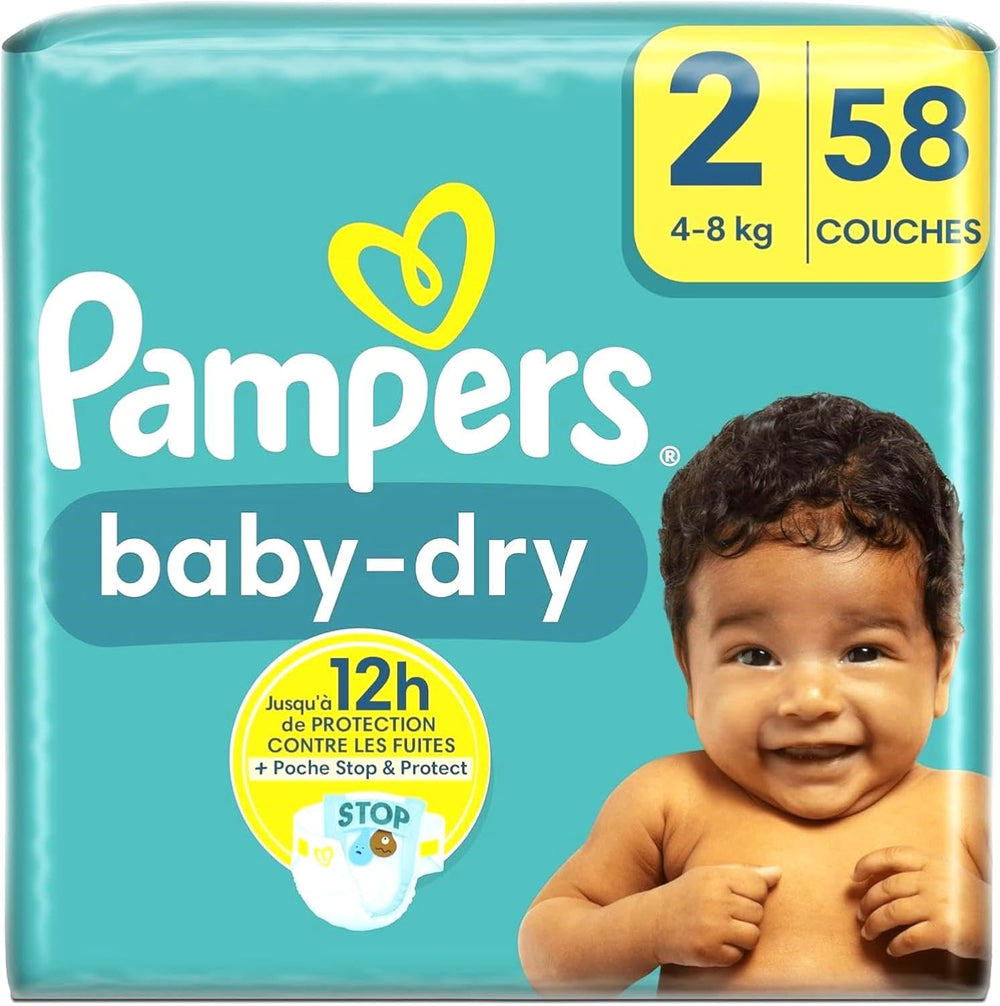 Pañales Pampers Baby-Dry, talla 8, 43 pañales, a partir de 19 kg, pack Jumbo+