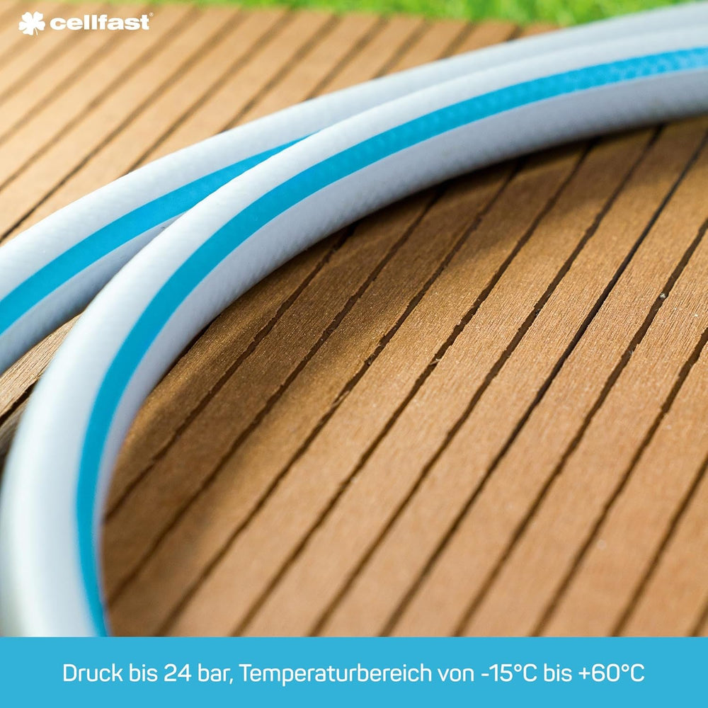 Furtun de grădină CELLFAST, furtun de apă cu 3 straturi pentru grădină, armare durabilă cu fire, furtun flexibil pentru irigații, rezistent la UV, anti-alge, 3,4 inch, lungime 20 metri