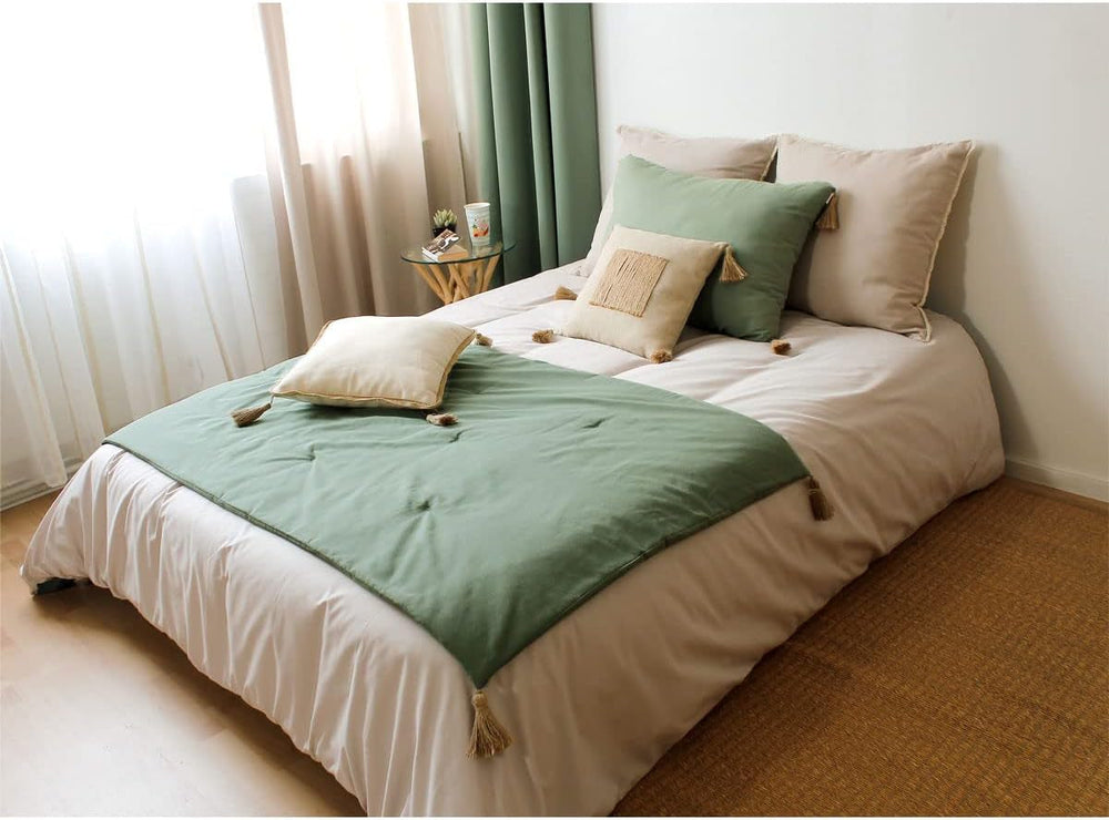 Enjoy Home - Manta Terracota Con 4 Borlas De Yute - 90 X 190 Cm - 100% Algodón - Oeko-Tex - Colección Panamá Edredones y edredones Naty Shop