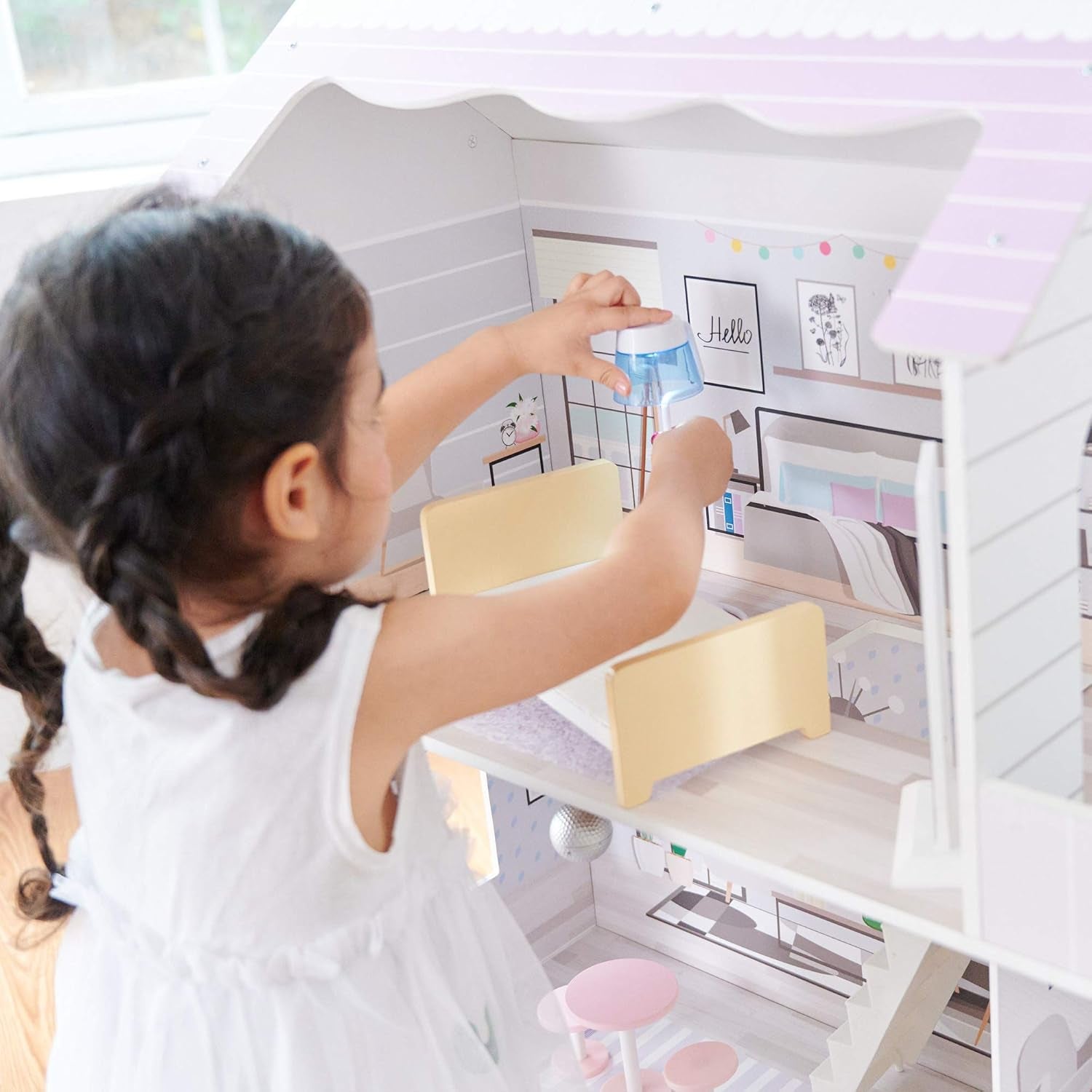 Teamson Kids Olivias Little World Casa de Muñecas Gigante con 16 Accesorios para Muñecas, Casa de Muñecas de Madera con Muebles, 3 Pisos, Casa de Muñecas Infantil para Muñecas de 12 Pulgadas/30 cm, Edad 3 Años+ Naty Shop Casas de Muñecas