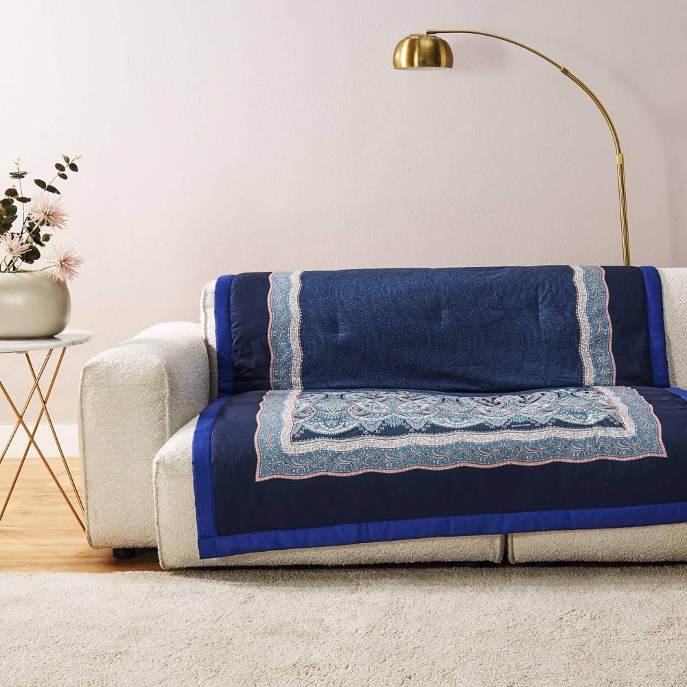 BASSETTI Plaid algodón SABBIONETA color AZUL B3 medida 135X190 Edredones y edredones Naty Shop