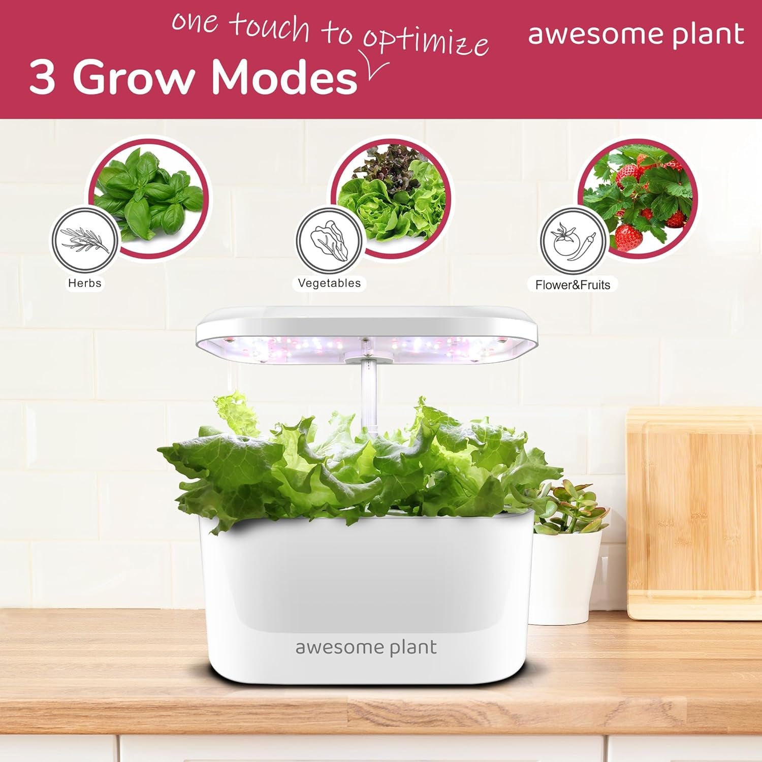 6Pro Kit de sistema de cultivo hidropónico (6 cápsulas), kit de jardinería interior con tanque de agua de 3 litros, 3 modos de cultivo y bomba silenciosa, kit de cultivo de hierbas y ensaladas para el hogar, altura ajustable hasta 33,0 cm, blanco